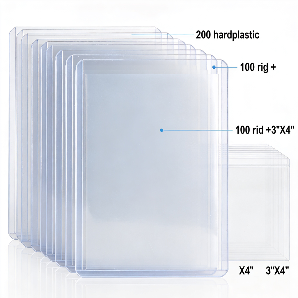 playtoyibox.com Адказ Gemini200 Pack Card Sleeves Hard Plastic, 3"X4" Baseball Cards Protectors Plastic, Premium Card Holder for Trading Sports Baseball Football Game Cards (100 Rigid + 100 Clear